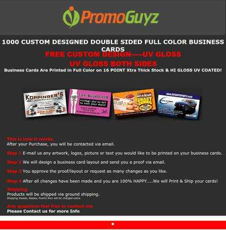 1000 Full Color Custom Business Cards - $35 